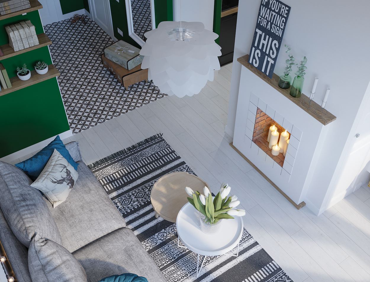 Nhờ sắc xanh lá cây làm điểm nhấn, căn hộ vỏn vẹn 31m² trở thành không gian trẻ trung, đầy sức sống