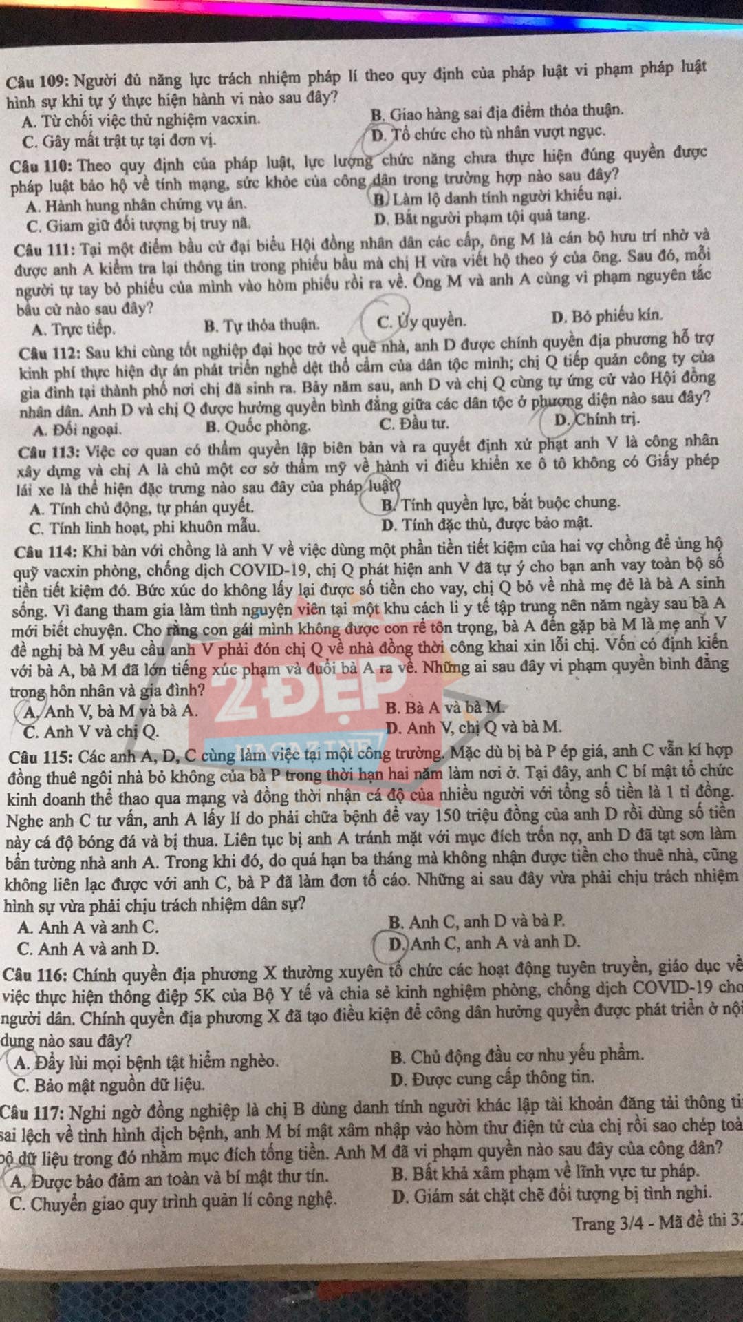 Đề thi môn GDCD THPT Quốc gia năm 2021 - Tất cả các mã đề thi môn GDCD - Ảnh 19