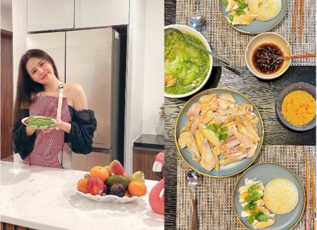 Phanh Lee khoe cơm gà Hải Nam, Huyền Baby ăn healthy dù không thấy ngon