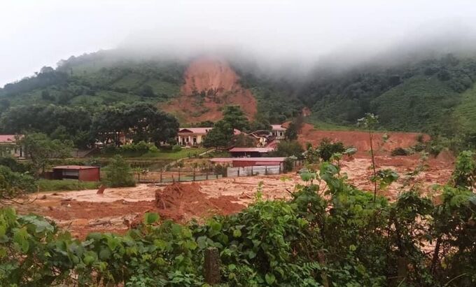 Một khu vực bị sạt lở đất ở huyện Hướng Hóa, tỉnh Quảng Trị.