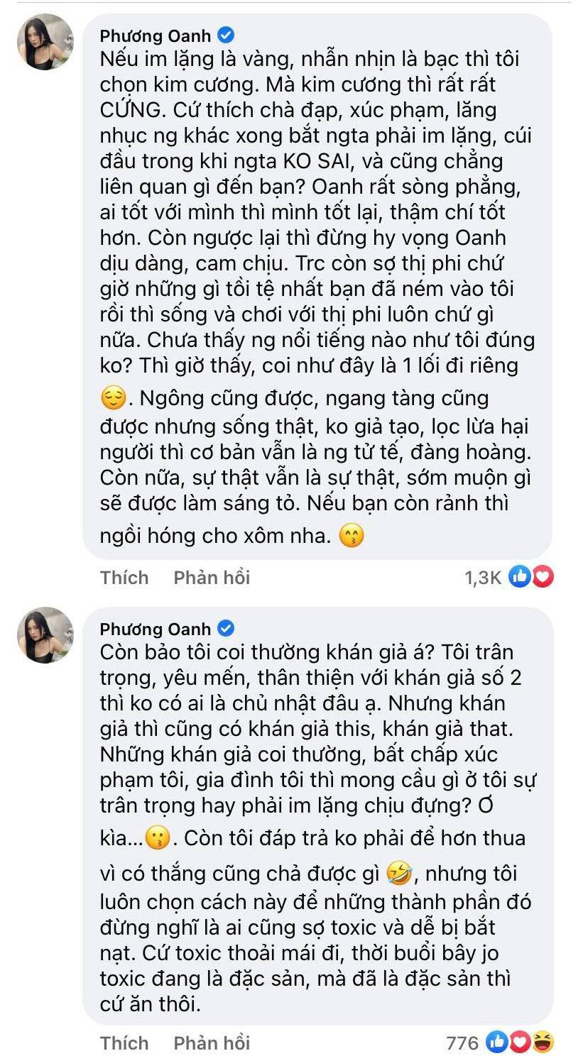 Phương Oanh lại tuyên bố với cư dân mạng: 