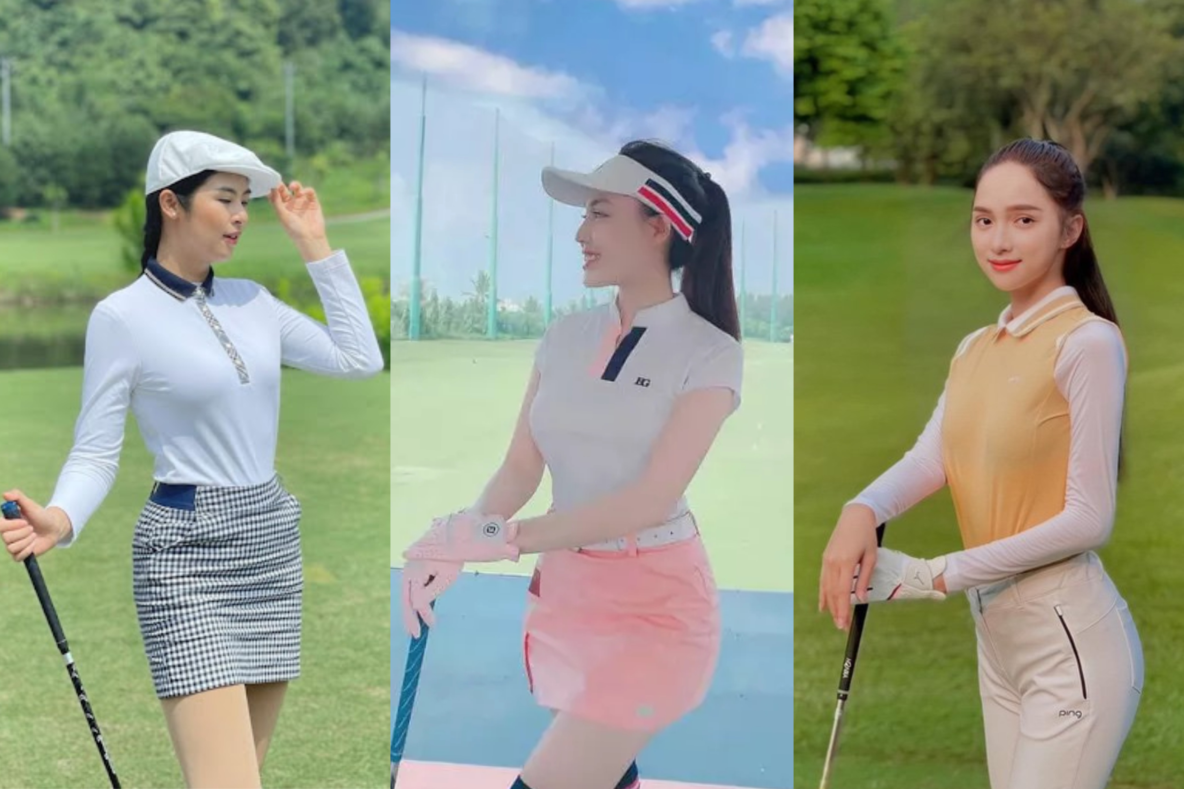 Đẳng cấp mỹ nhân là đây: Hương Giang, Đỗ Mỹ Linh biến sân golf thành sàn diễn thời trang