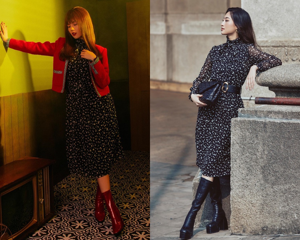 Ngọc Trinh cố mặc kín lắm rồi nhưng "đụng hàng" với Lương Thuỳ Linh vẫn lép vế đàn em 