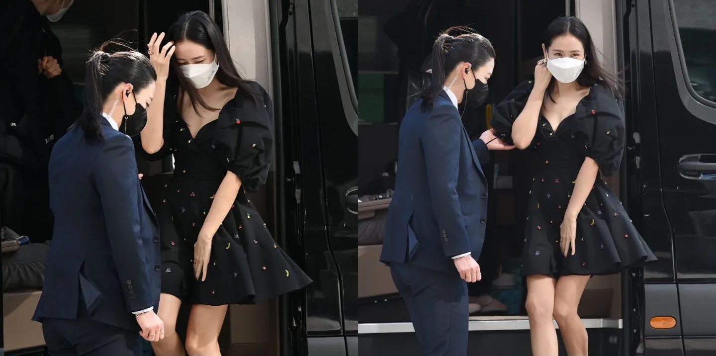 Son Ye Jin phải che chắn kỹ càng khi mặc váy ngắn trong sự kiện ra mắt “Tuổi 39”