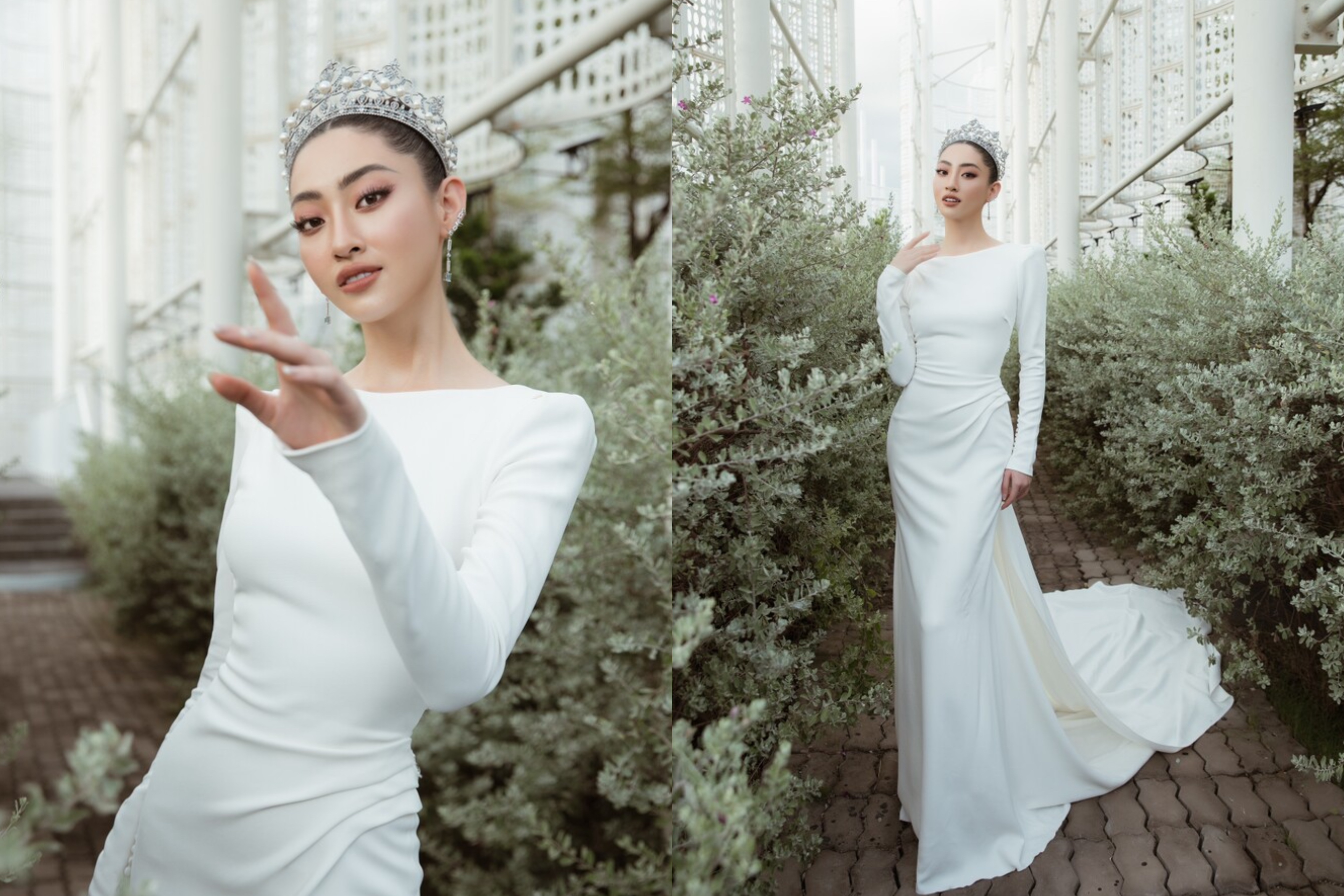 Ngắm Hoa hậu chân dài 1m22 Lương Thùy Linh khoe nhan sắc lộng lẫy trong trang phục váy cưới