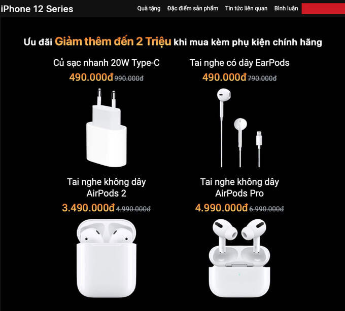 Mức giá củ sạc iPhone 12 chênh lệch khá nhiều so với niêm yết của nhà phân phối chính hãng của Apple.