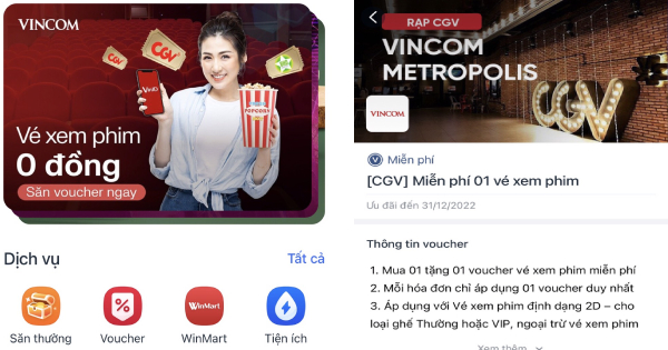 Deal hời: Dùng app VinID lấy vé xem phim 0 đồng