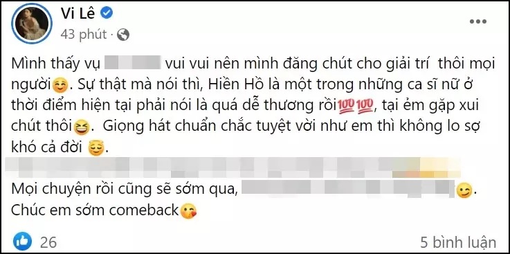 Vợ cũ Hồ Quang Hiếu động viên Hiền Hồ: 'Xui thôi' - Ảnh 1