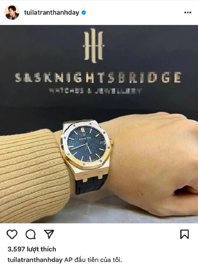 Trấn Thành vừa chia sẻ hình ảnh về chiếc đồng hồ đến từ thương hiệu AP có giá lên tới 3 tỷ.