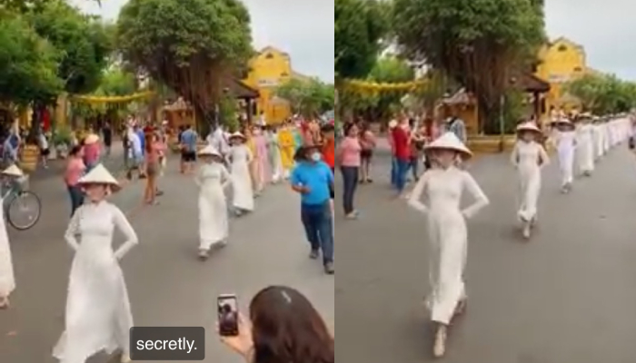 Màn biểu diễn áo dài lạ lùng ở Hội An khiến netizen phán "thoái hoá cột sống, thoát vị đĩa đệm"