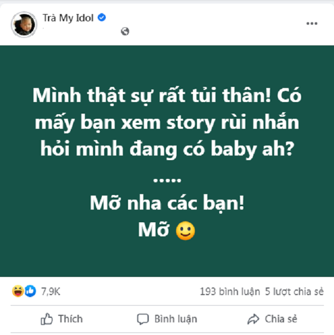 Trà My Idol thanh minh chuyện bầu bí, 