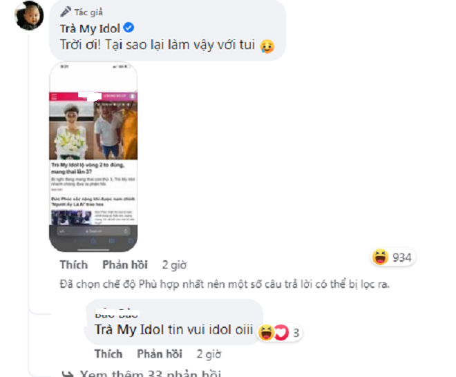 Trà My Idol thanh minh chuyện bầu bí, 