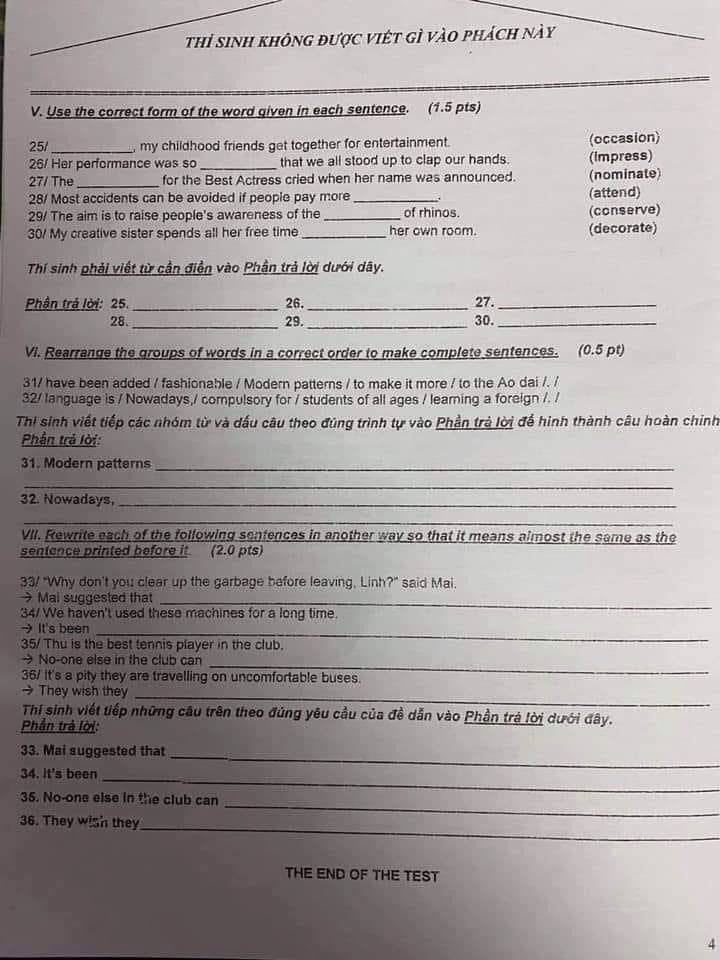 Đề thi môn Tiếng anh kỳ thi vào lớp 10 THPT TP.HCM 2022 - Ảnh 1