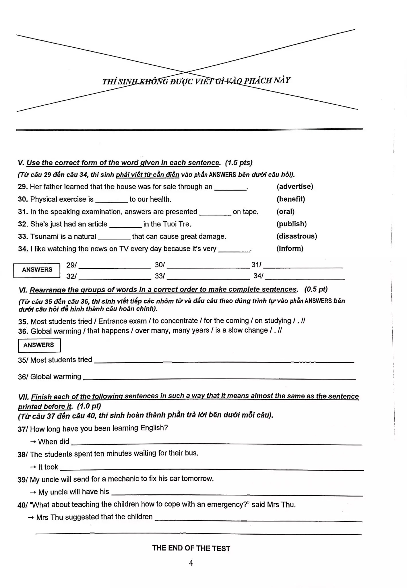 Đề thi môn Tiếng anh kỳ thi vào lớp 10 THPT TP.HCM 2022 - Ảnh 1