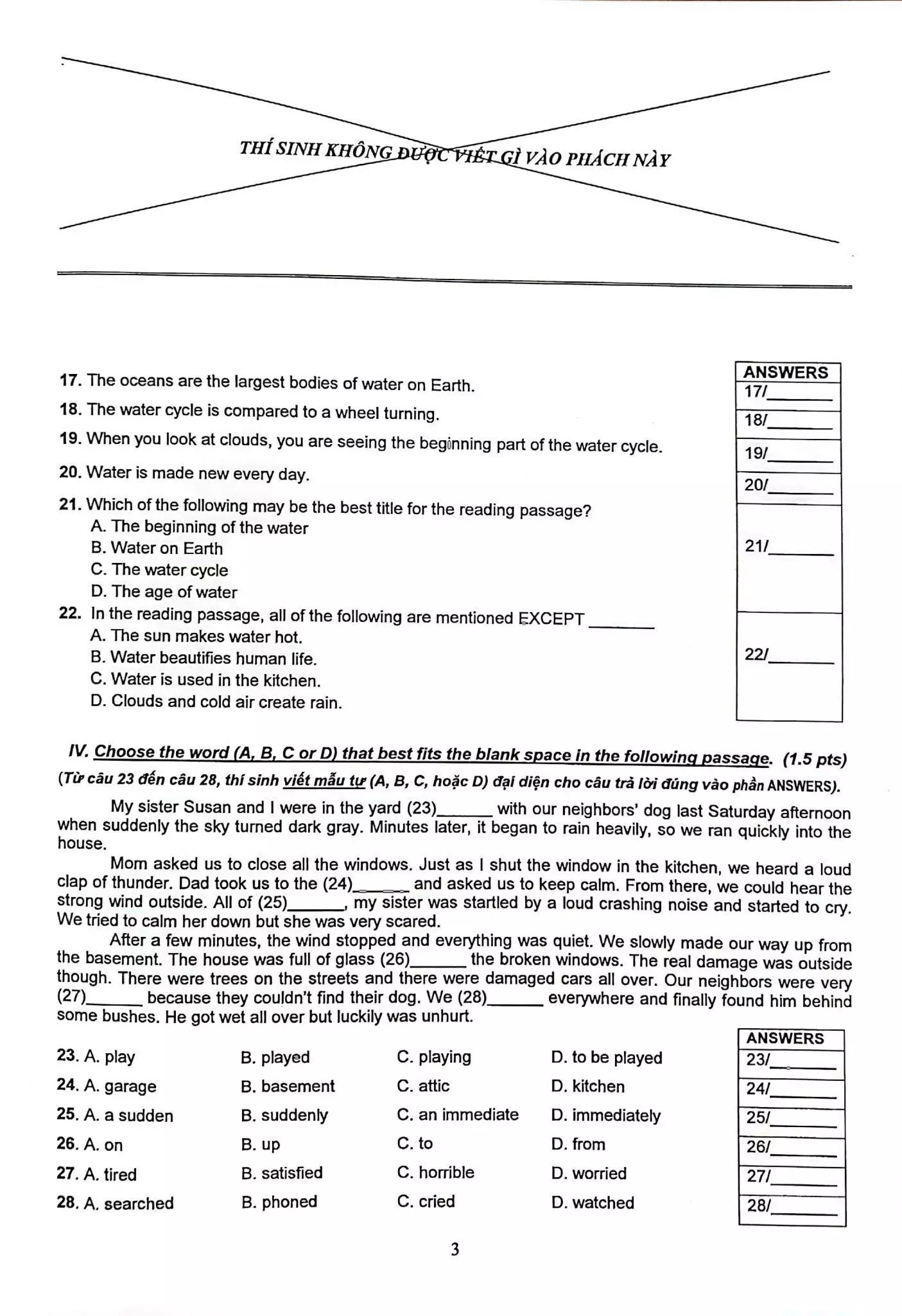 Đề thi môn Tiếng anh kỳ thi vào lớp 10 THPT TP.HCM 2022 - Ảnh 1