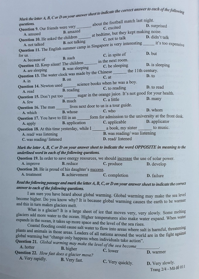 Đề thi môn Tiếng Anh kỳ thi vào lớp 10 THPT TP. Hà Nội 2022 - Ảnh 2