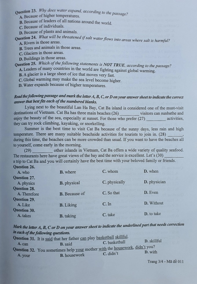 Đề thi môn Tiếng Anh kỳ thi vào lớp 10 THPT TP. Hà Nội 2022 - Ảnh 3
