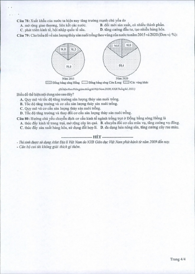 Đề thi THPT Quốc gia năm 2022 môn Địa lý chính thức (tất cả các mã đề) - Ảnh 2