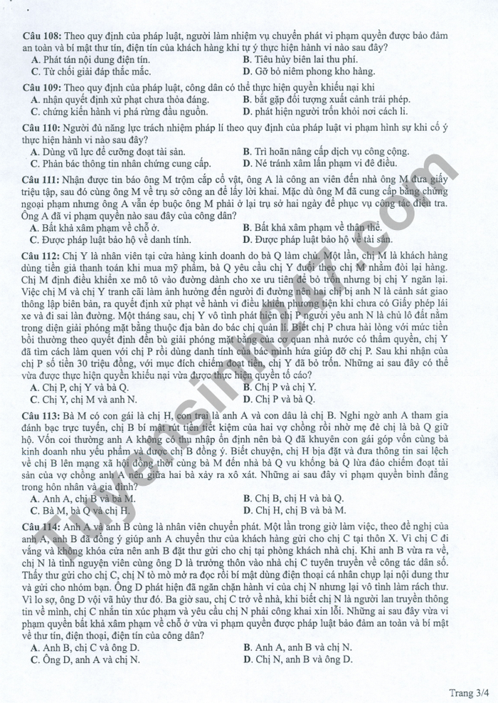 Đề thi THPT Quốc gia năm 2022 môn GDCD chính thức (tất cả các mã đề) - Ảnh 1