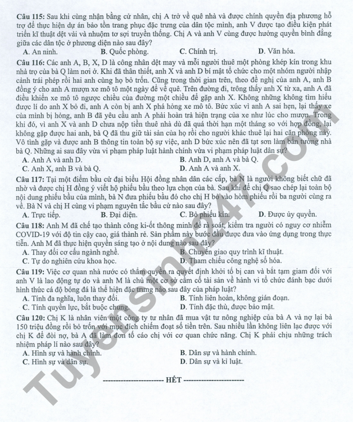 Đề thi THPT Quốc gia năm 2022 môn GDCD chính thức (tất cả các mã đề) - Ảnh 2