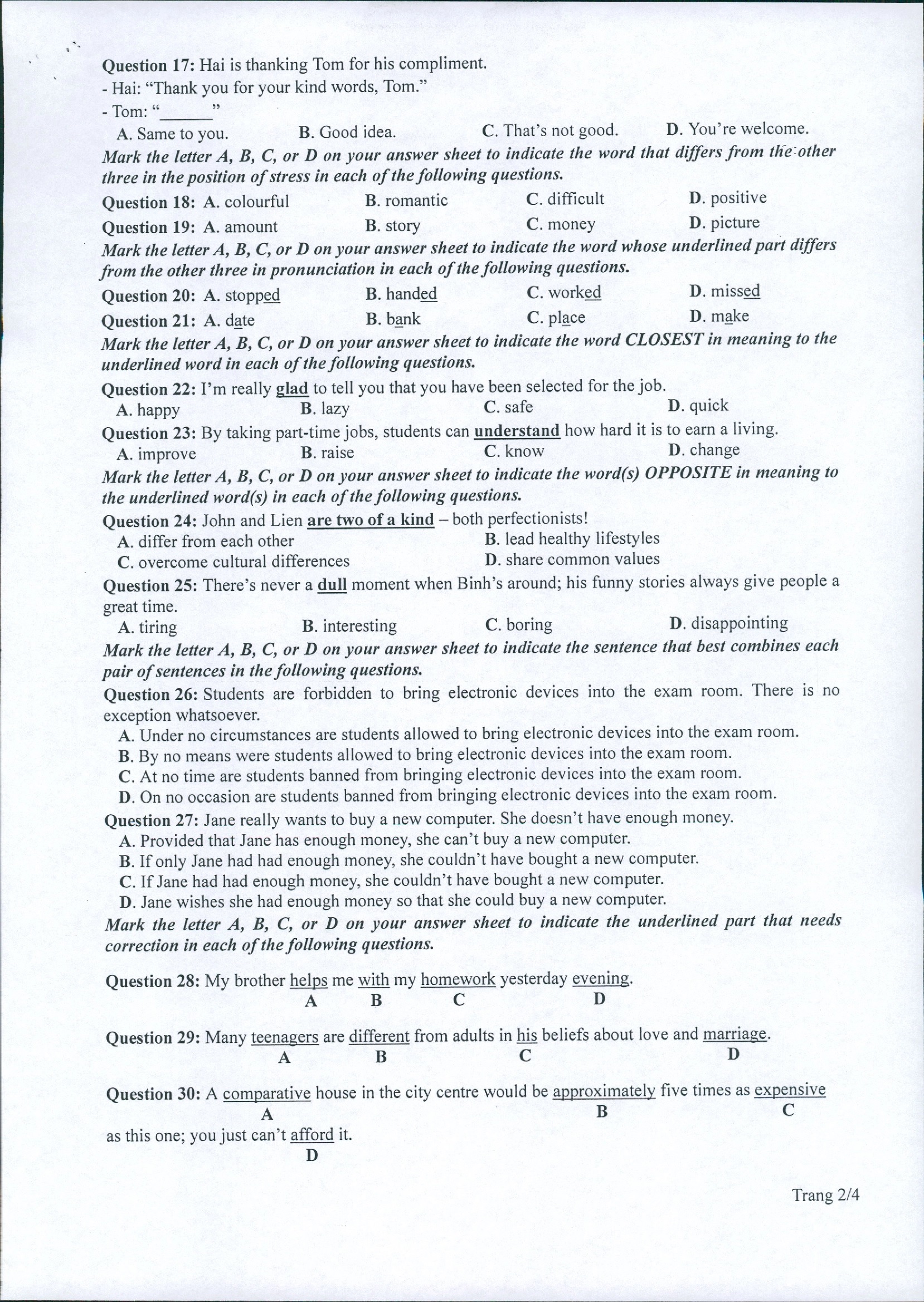 Đề thi THPT Quốc gia năm 2022 môn Tiếng anh chính thức (tất cả các mã đề) - Ảnh 2