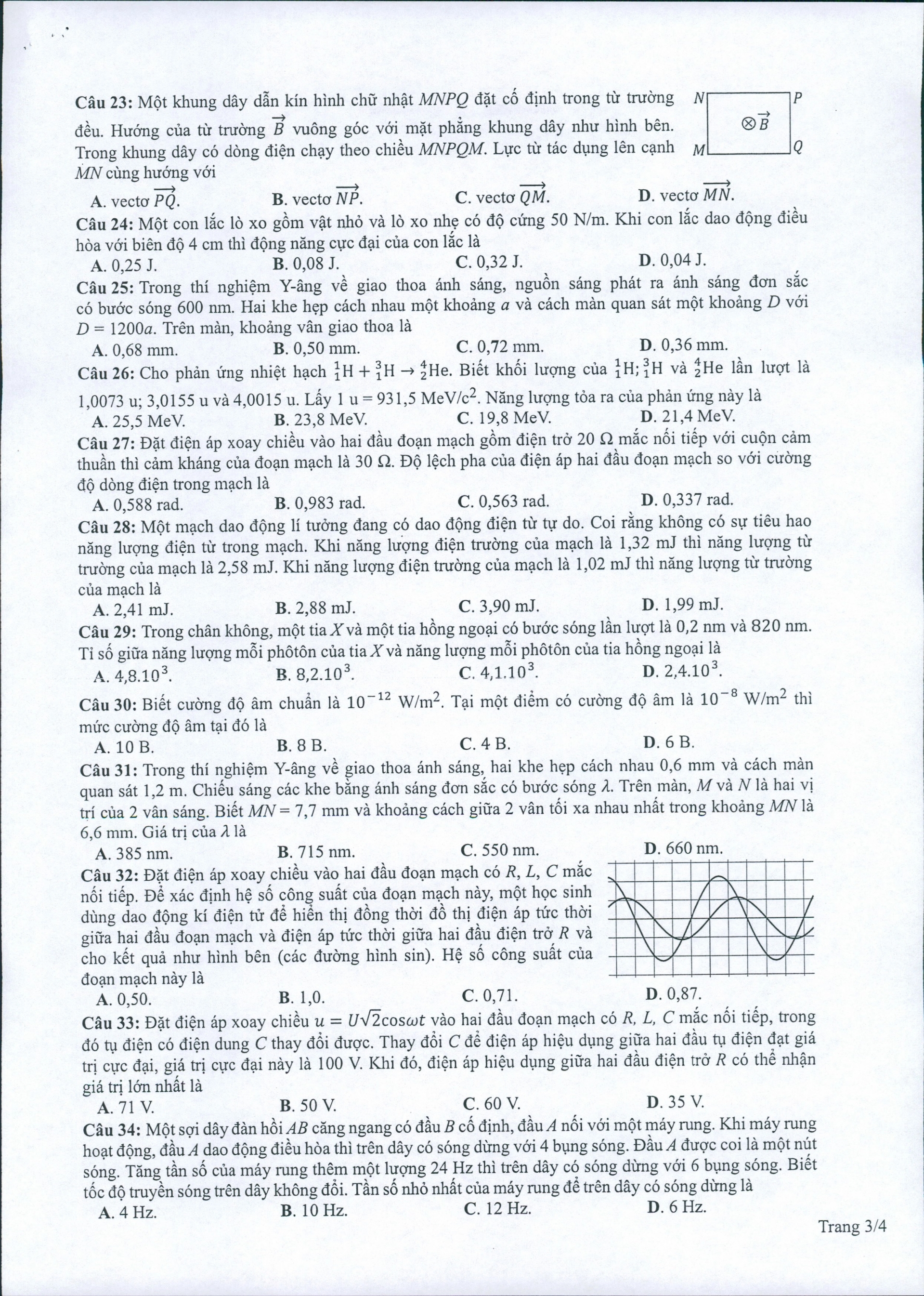 Đề thi THPT Quốc gia năm 2022 môn Vật lý chính thức (tất cả các mã đề) - Ảnh 1