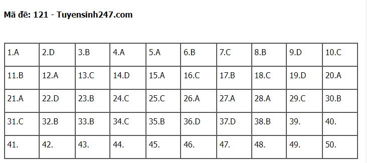 Đáp án đề thi môn Toán thi tốt nghiệp THPT 2022 mã đề 102 - Ảnh 1