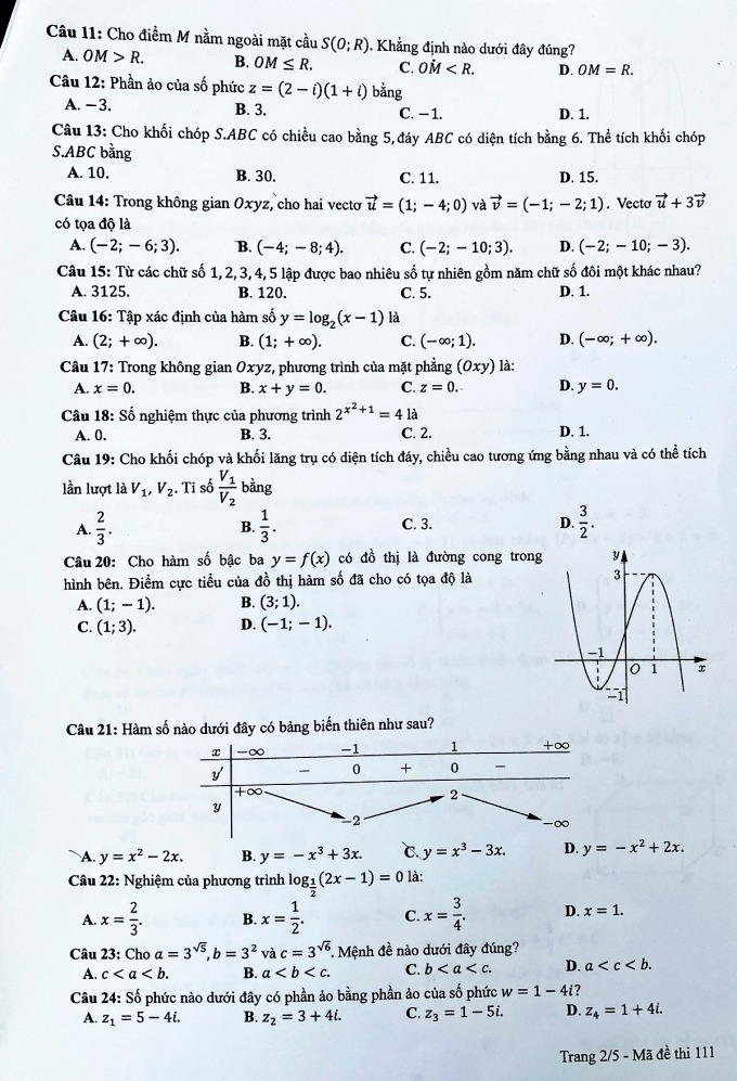 Đề thi môn Toán THPT Quốc gia năm 2022 chính thức tất cả các mã đề (đang cập nhật) - Ảnh 2