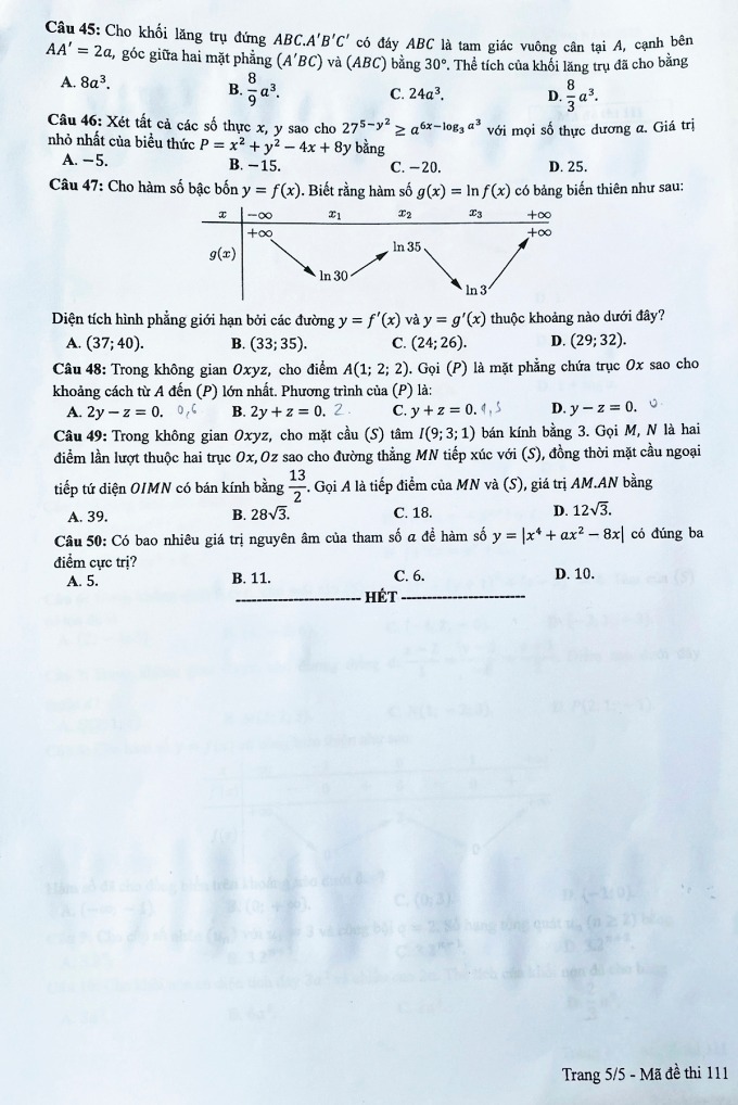 Đề thi môn Toán THPT Quốc gia năm 2022 chính thức tất cả các mã đề (đang cập nhật) - Ảnh 3