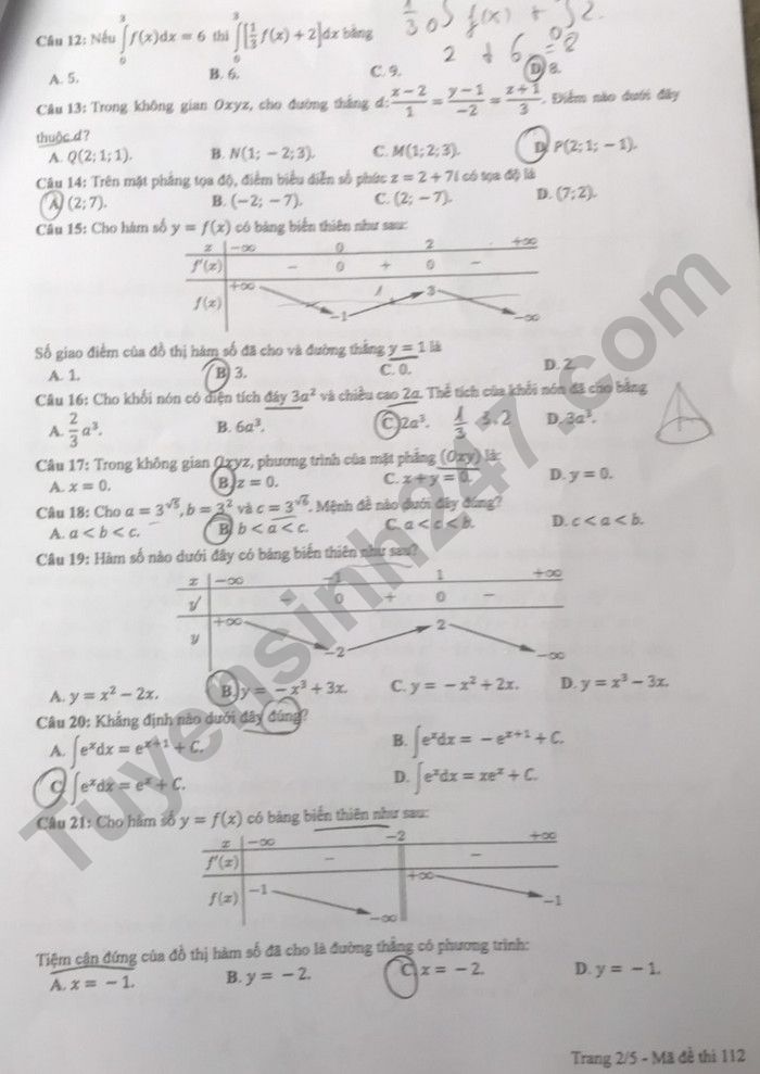 Đề thi môn Toán THPT Quốc gia năm 2022 chính thức tất cả các mã đề (đang cập nhật) - Ảnh 2
