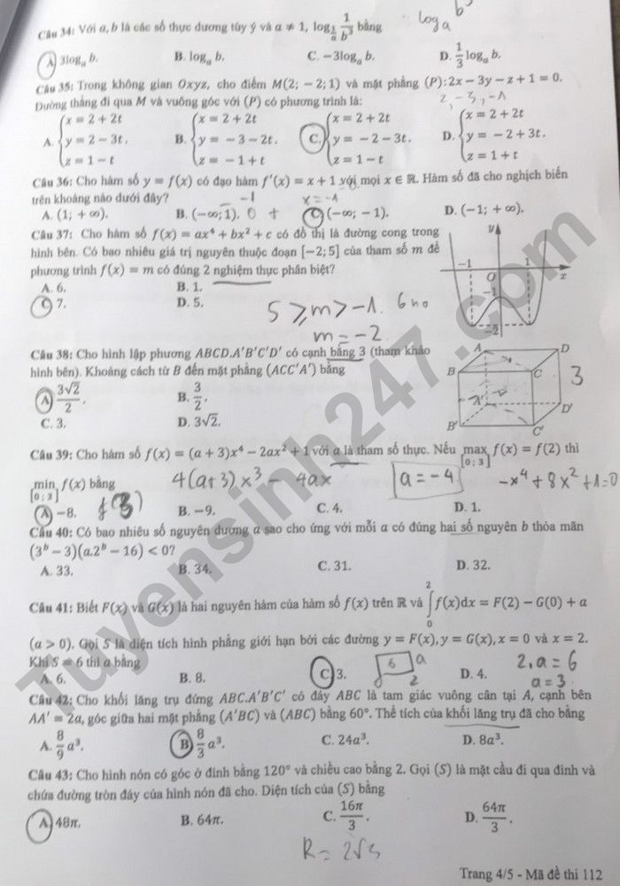 Đề thi môn Toán THPT Quốc gia năm 2022 chính thức tất cả các mã đề (đang cập nhật) - Ảnh 2