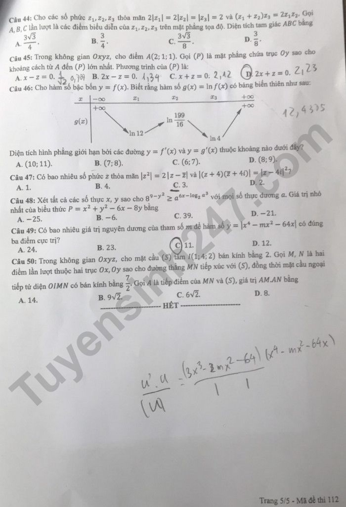 Đề thi môn Toán THPT Quốc gia năm 2022 chính thức tất cả các mã đề (đang cập nhật) - Ảnh 3
