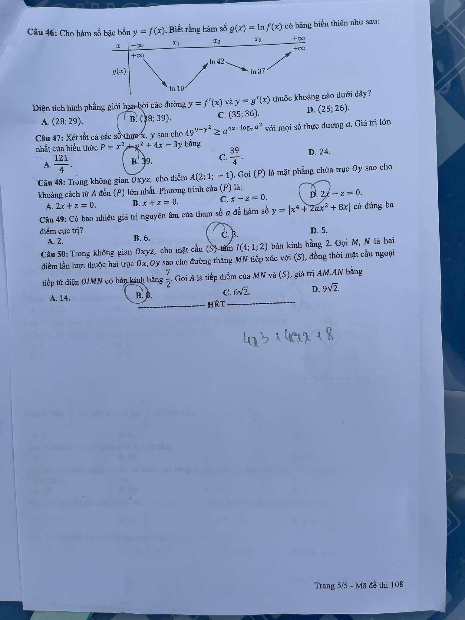 Đề thi môn Toán THPT Quốc gia năm 2022 chính thức tất cả các mã đề (đang cập nhật) - Ảnh 3