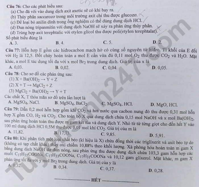 Đáp án đề thi môn Hóa học mã đề 203 kỳ thi tốt nghiệp THPT 2022 - Ảnh 3