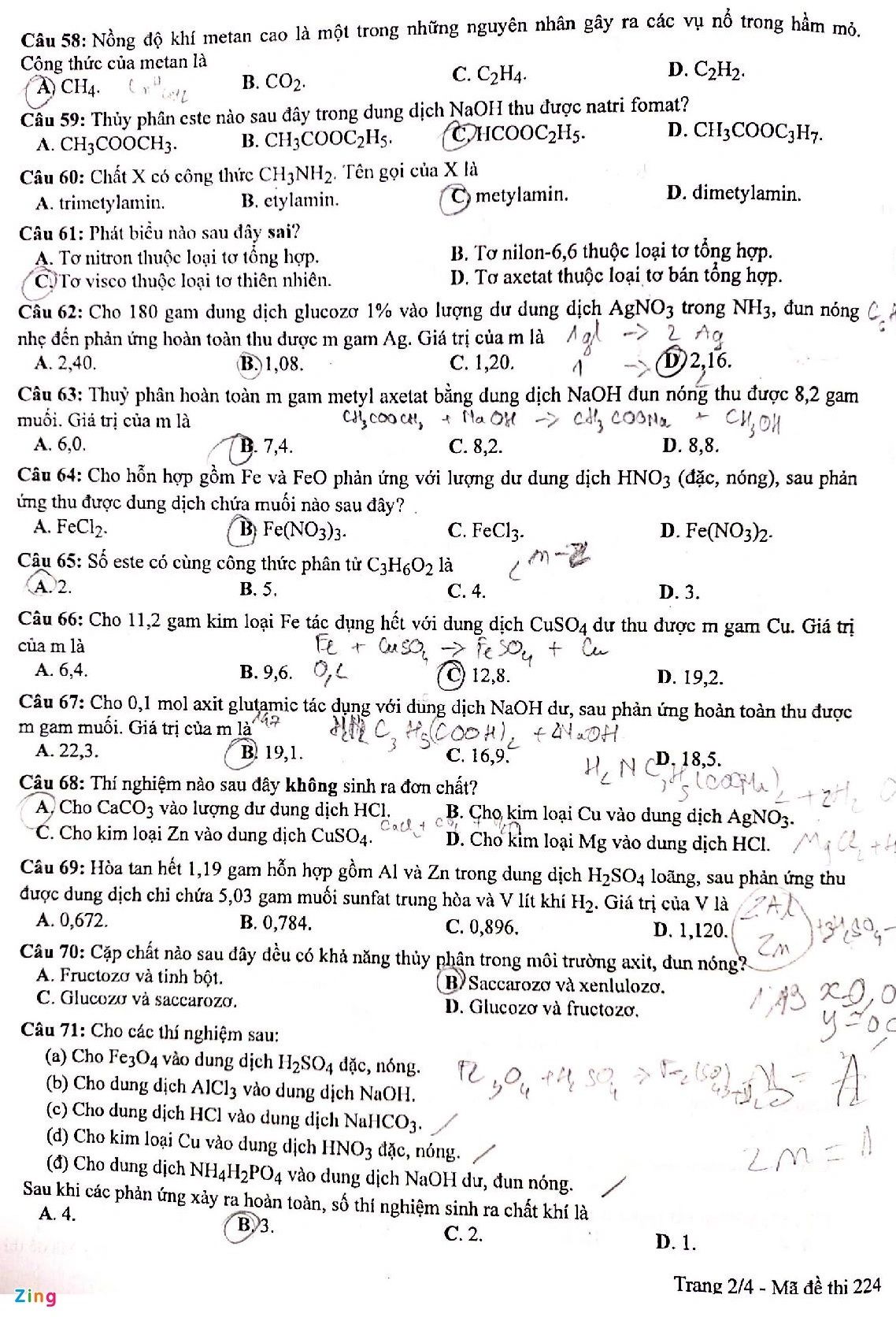 Đáp án đề thi môn Hóa học mã đề 206 kỳ thi tốt nghiệp THPT 2022 - Ảnh 3
