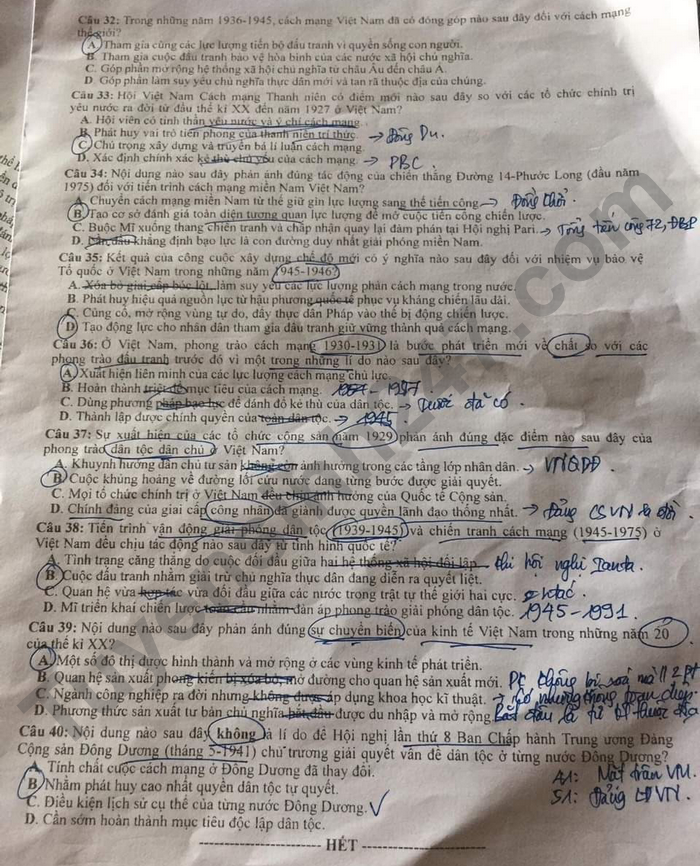Đáp án đề thi môn Lịch sử mã đề 301 kỳ thi THPT Quốc gia 2022 - Ảnh 1