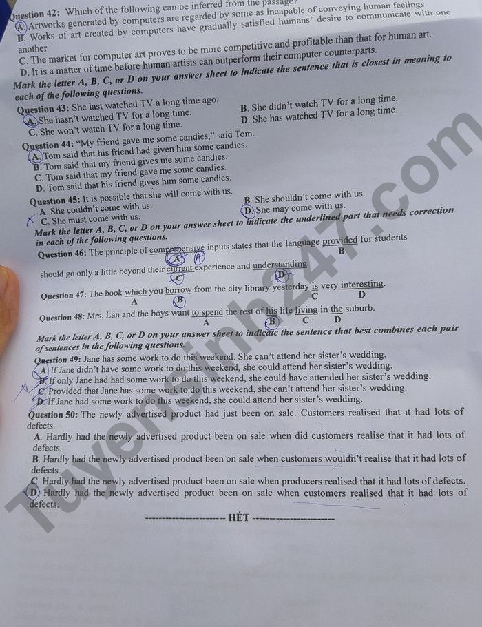 Đáp án đề thi môn tiếng Anh mã đề 401 kỳ thi THPT Quốc gia 2022 - Ảnh 2