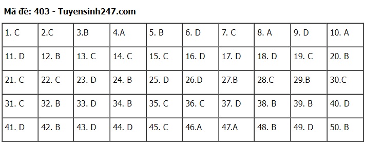 Đáp án đề thi môn tiếng Anh mã đề 403 kỳ thi THPT Quốc gia 2022 - Ảnh 1