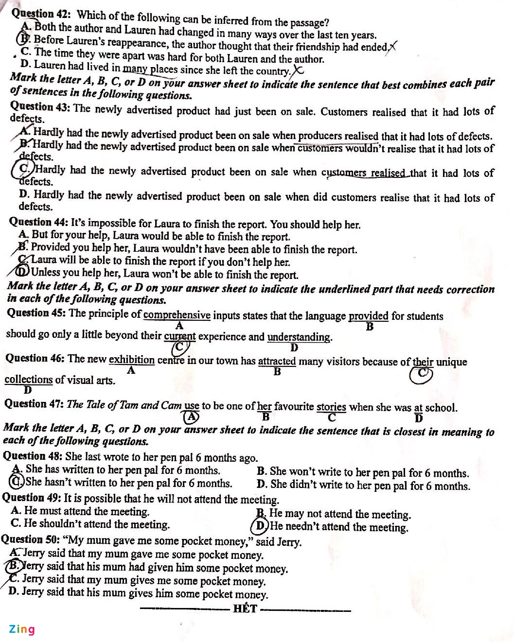 Đáp án đề thi môn tiếng Anh mã đề 405  kỳ thi THPT Quốc gia 2022 - Ảnh 1