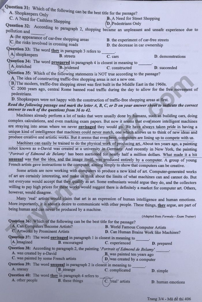 Đáp án đề thi môn tiếng Anh mã đề 406 kỳ thi THPT Quốc gia 2022 - Ảnh 2