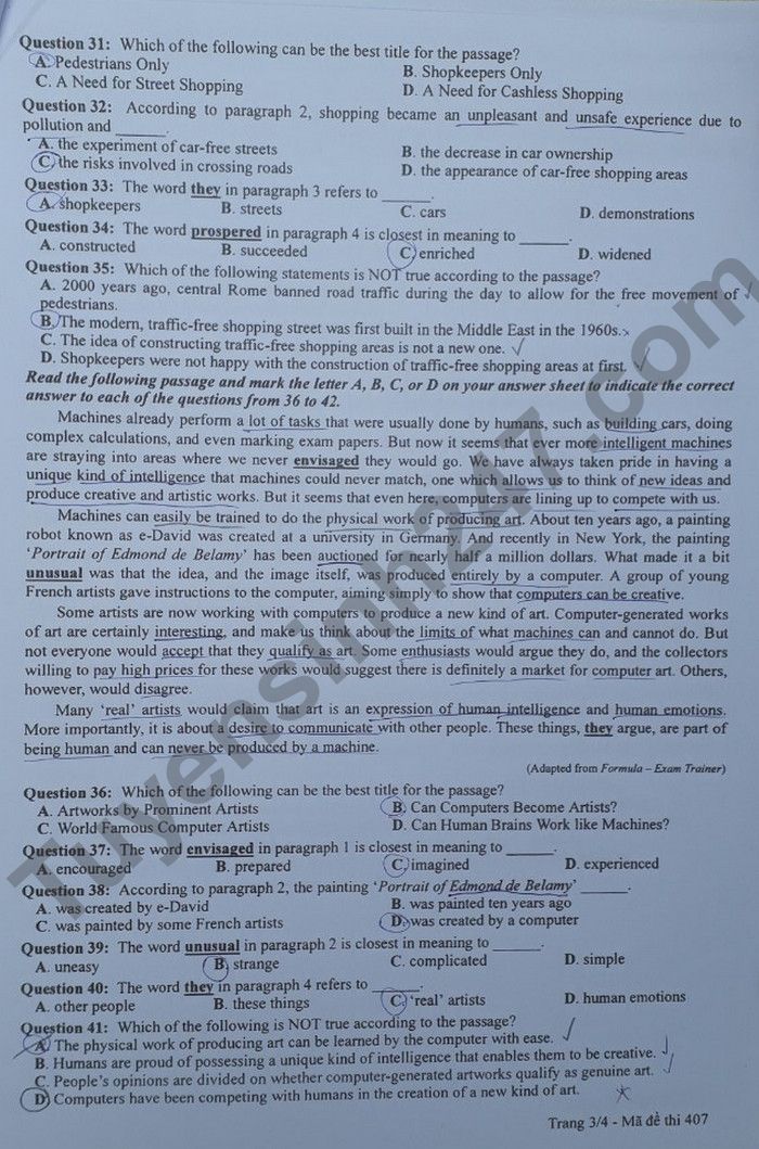 Đáp án đề thi môn tiếng Anh mã đề 407 kỳ thi THPT Quốc gia 2022 - Ảnh 2