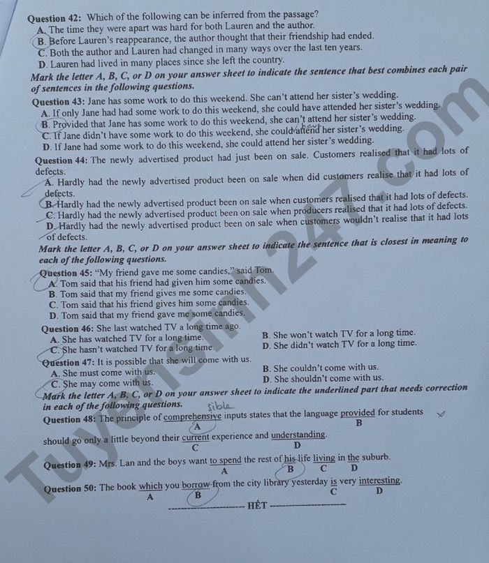 Đáp án đề thi môn tiếng Anh mã đề 408 kỳ thi THPT Quốc gia 2022 - Ảnh 4