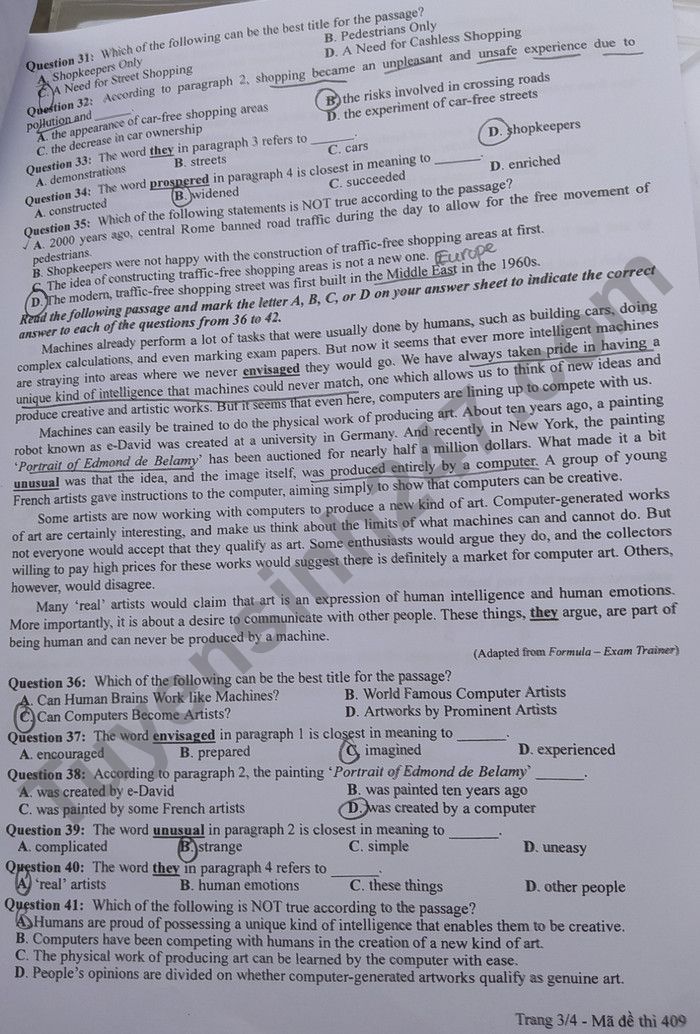 Đáp án đề thi môn tiếng Anh mã đề 409 kỳ thi THPT Quốc gia 2022 - Ảnh 2