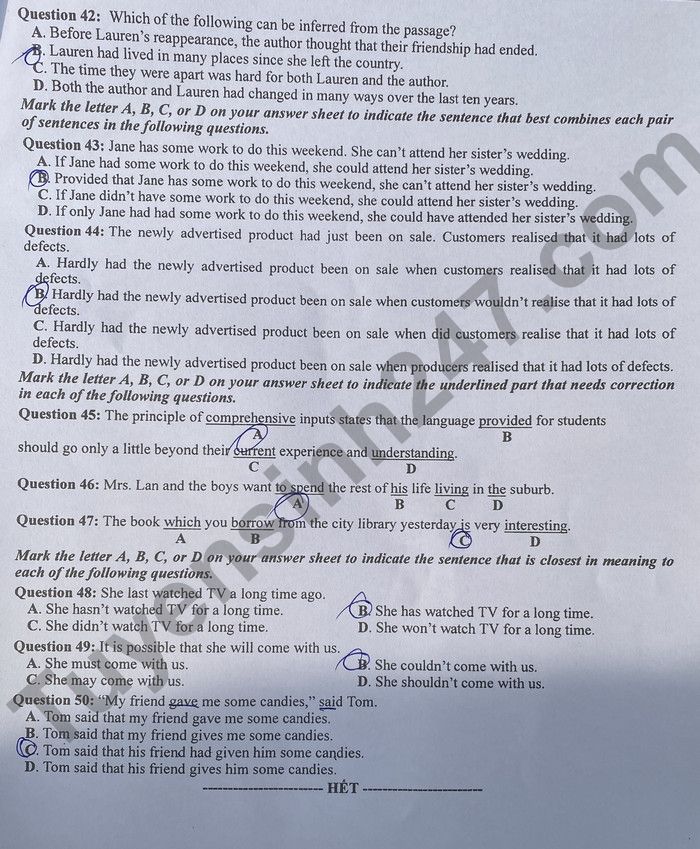 Đáp án đề thi môn tiếng Anh mã đề 410 kỳ thi THPT Quốc gia 2022 - Ảnh 1