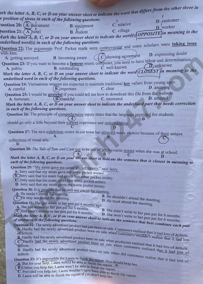 Đáp án đề thi môn tiếng Anh mã đề 411 kỳ thi THPT Quốc gia 2022 - Ảnh 2