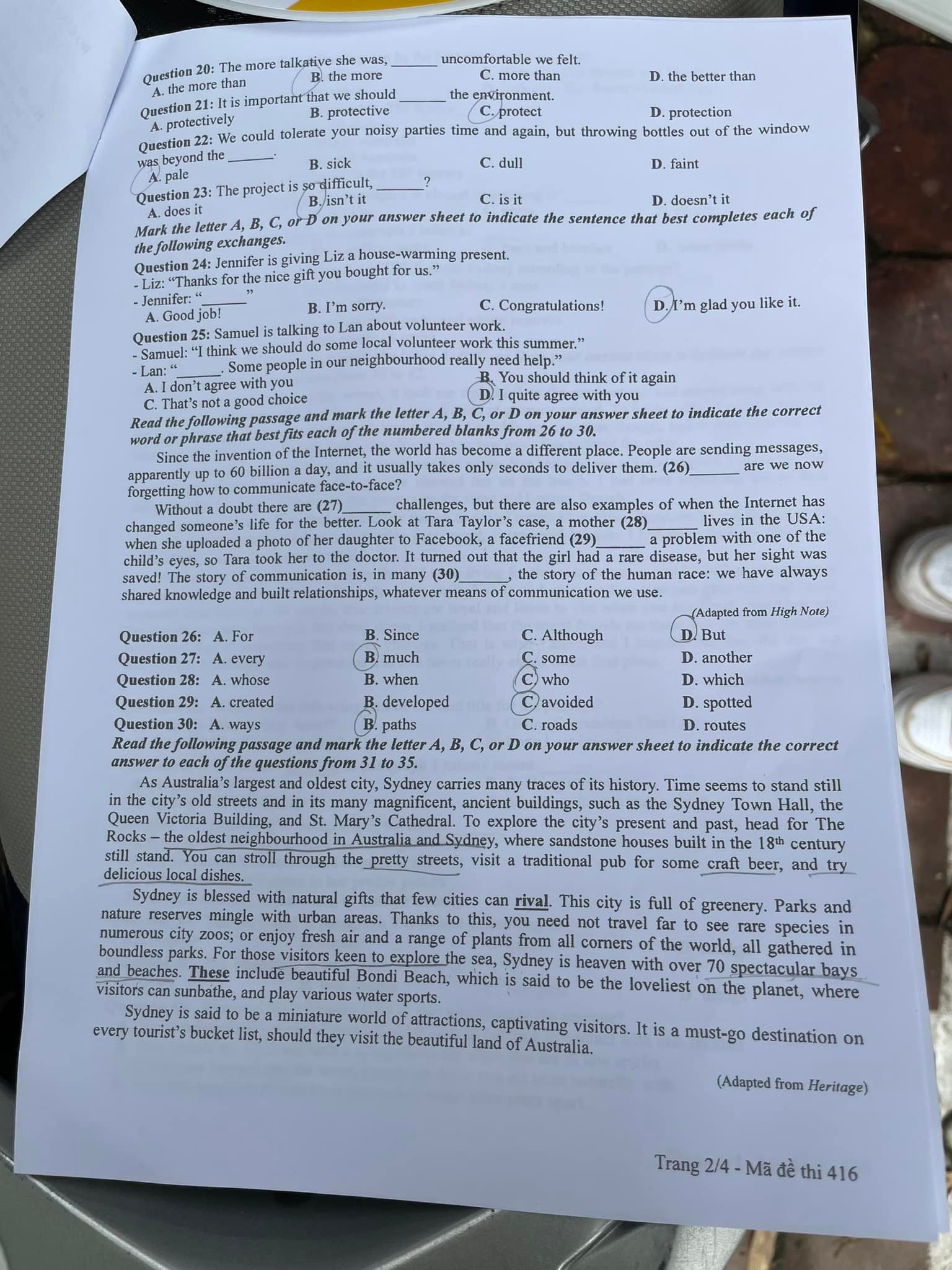 Đáp án đề thi môn tiếng Anh mã đề 416 kỳ thi THPT Quốc gia 2022 - Ảnh 2