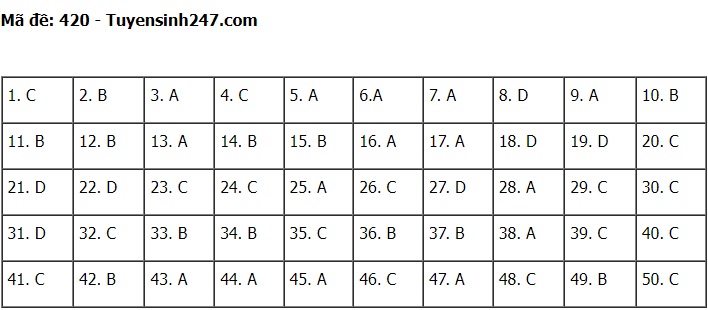 Đáp án đề thi môn tiếng Anh mã đề 420 kỳ thi THPT Quốc gia 2022 - Ảnh 1
