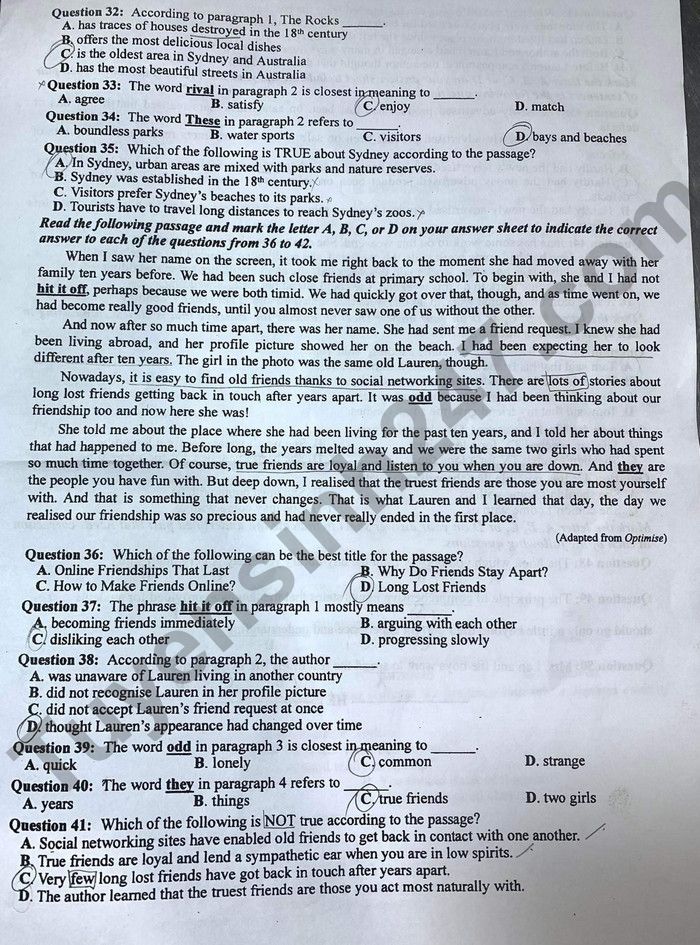 Đáp án đề thi môn tiếng Anh mã đề 424 kỳ thi THPT Quốc gia 2022 - Ảnh 3