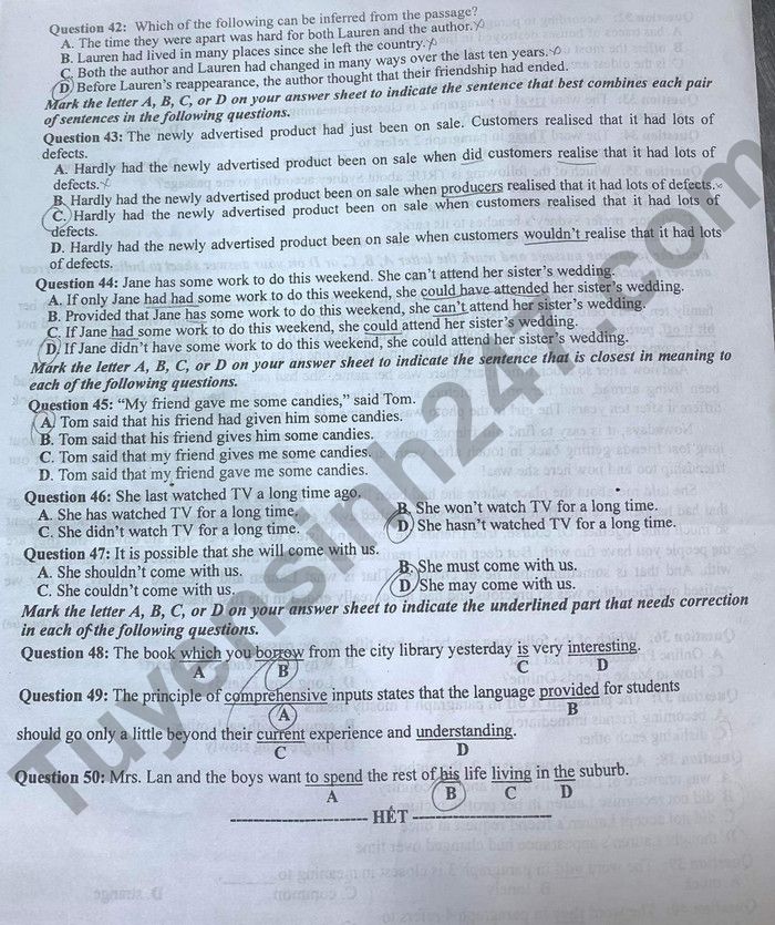 Đáp án đề thi môn tiếng Anh mã đề 424 kỳ thi THPT Quốc gia 2022 - Ảnh 4