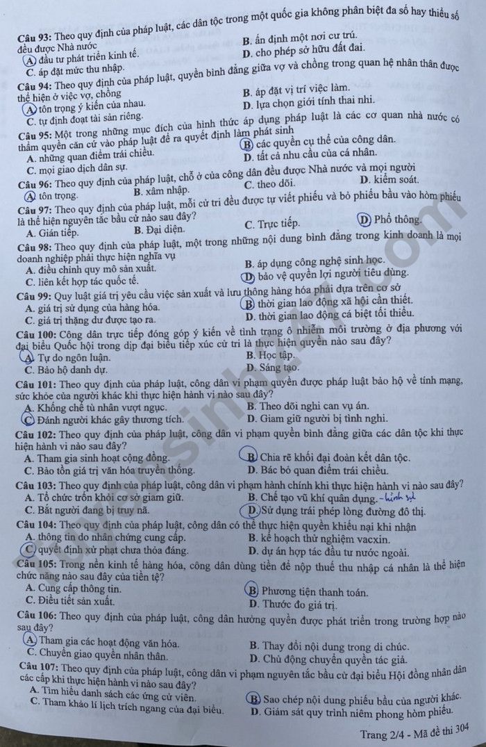 Đề thi THPT Quốc gia năm 2022 môn GDCD chính thức tất cả các mã đề (đang cập nhật) - Ảnh 1